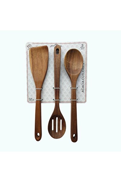 Generic طقم أدوات مائدة من خشب الأكاسيا عالي الجودة من Bien Servi، مكون من 3 ...