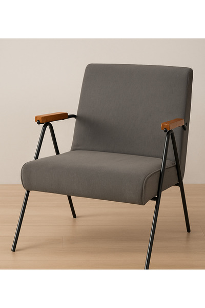 rexa Modern Industrial Accent Chair with Wooden Armrests