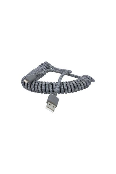 Generic كابل SmartCube USB-A إلى Lightning حلزوني الشكل خالٍ من التشابك لأجهزة Apple، رمادي