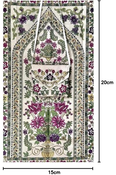Generic Portable praying mat With elegant Bag with Strip Multicolored Soft Islamic Prayer Rug (Purple)