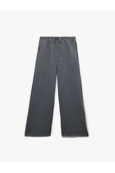 Koton Noul sezon Pantaloni cu dungi amestecate modal, cu șireturi în talie, cu buzunare