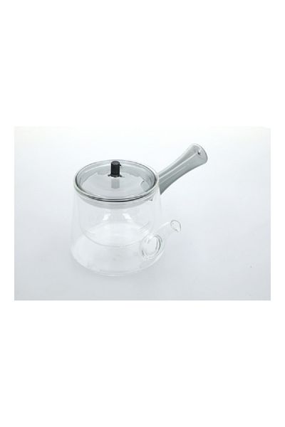 Bien Servi Glass Tea Pot with Lid and Handle Clear and Grey