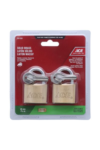 ACE قفل من قطعتين عالي الأمان ومقاوم للعوامل الجوية مصنوع من الفولاذ المقاوم للصدأ مع مفتاح نحاسي مقاس 40 مم