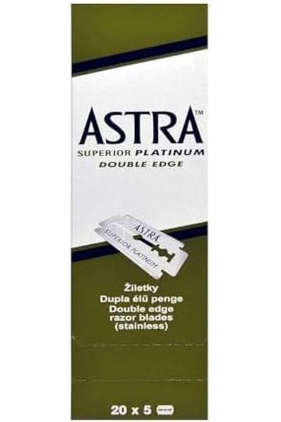 Astra Superior Platinum Double Edge Shaving Razor Blades 100 Pcs Barber Favored by Astra
