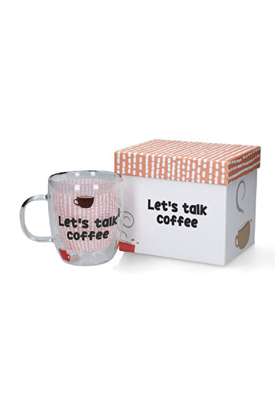Bien Servi Let's Talk Coffee Printed Double Wall Mug with Ergonomic Handle Multicolor