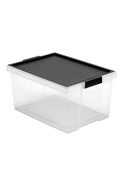 Tatay Hinged Handle Multipurpose Stackable Storage Box - Black and Clear