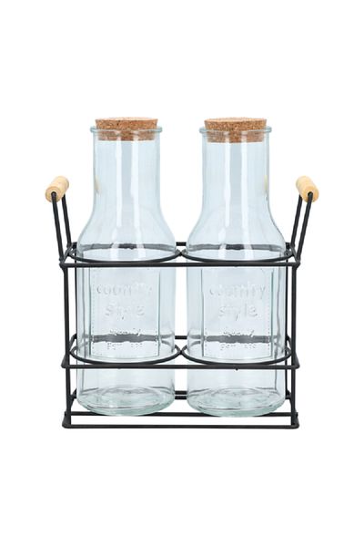Bien Servi Piece Elegant Design Glass Drinking Juice Jar Set Clear and Black