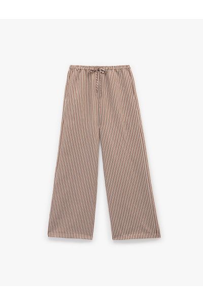 Koton Noul sezon Pantaloni cu dungi amestecate modal, cu șireturi în talie, cu buzunare