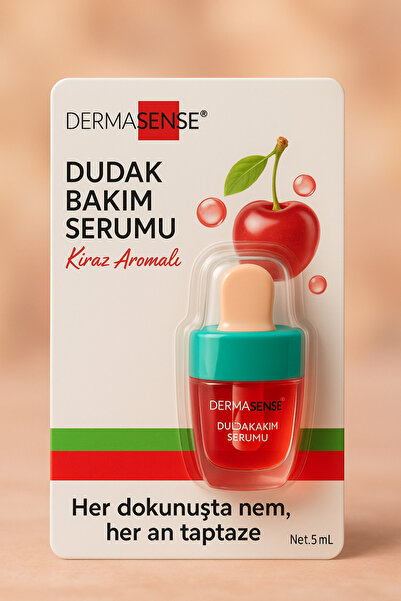Dermasense Kiraz Aromalı Dudak Bakım Serumu 5 ml – Yoğun Nemlendirici & Onarıcı