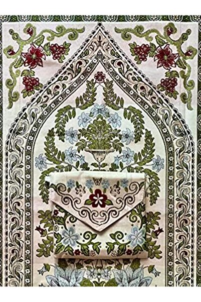 Generic Portable praying mat With elegant Bag with Strip Multicolored Soft Islamic Prayer Rug (Berry)