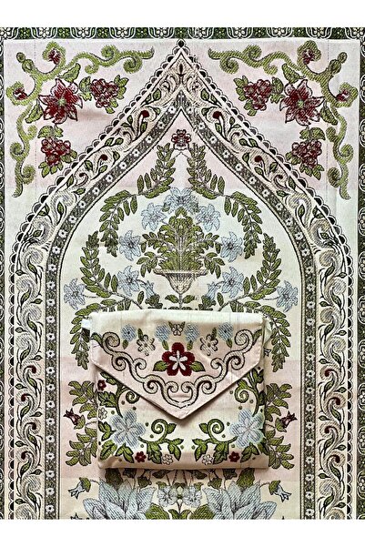 Generic Portable praying mat With elegant Bag with Strip Multicolored Soft Islamic Prayer Rug (Berry)