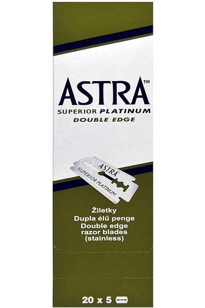 Astra Superior Platinum Double Edge Shaving Razor Blades 100 Pcs Barber Favored by Astra