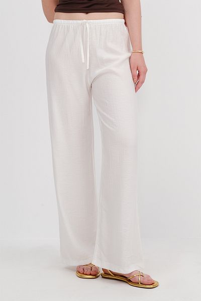 Addax Wide Leg Trousers with Waist Rope Tie Pn10450-K7