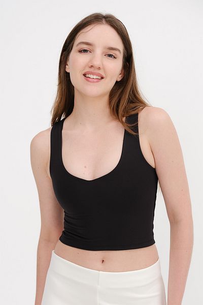 Addax V-Neck Crop Tank Top A0093