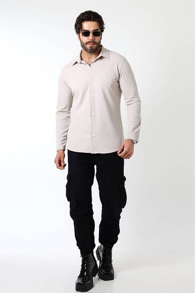 Benim Denim Men's Slim Fit Knitted Shacket – Stone |   Seasonal Sports Stylish Design
