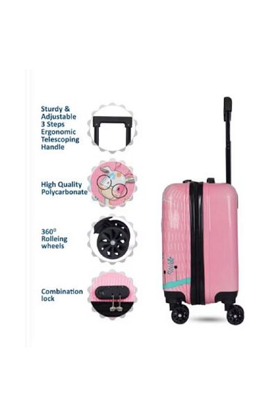 OEM Children's cabin trolley with 3D cartoons 43 x 36 x 23 cm for children, ZUBI HOME, with 4 wheels, PINK