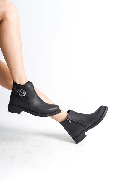 Joy Ayakkabı Luna Zippered Elastic Orthopedic Sole Heel Women's Boots Cst - Black