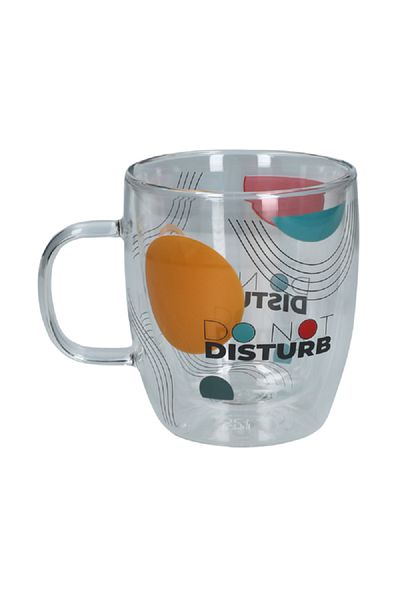 Bien Servi Do Not Disturb Printed Double Wall Mug with Ergonomic Handle Multicolor