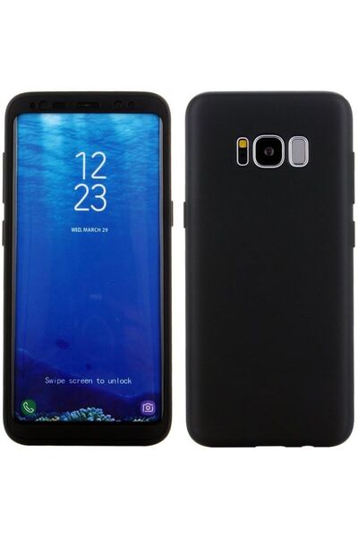 BLACK Husă FullBody din silicon negru pentru Samsung S8 Plus, acoperire compl...