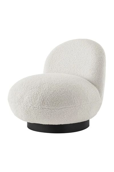 rexa Faux Shearling Fabric Accent Chair in White
