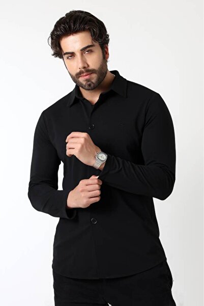 Genel Markalar ADSD - Siyah Slim Fit Örme Shacket – Zamansız Tarzın Anahtarı