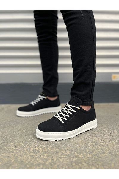 Joy Ayakkabı Jy152 Cool Lace-Up Suede Men's Casual Sports Classic Shoes Sbt - Black