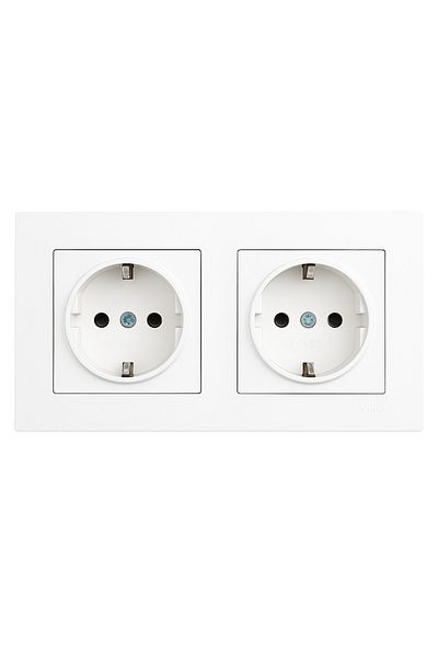 Ledarmy Karen White 2-Piece Grounded Recessed Socket and Double Frame Set Mounting Compatible