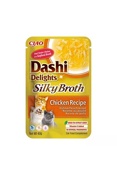 Inaba Dashi Delights Silky Broth Chicken Recipe Cat Treats 40g Pack of 12