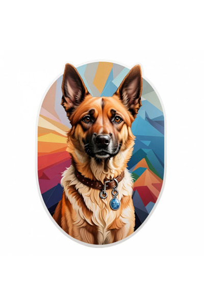 INOVATIX Set de 8 piese, autocolant câine Belgian Malinois cu medalion, INOVATIX®. 6 cm