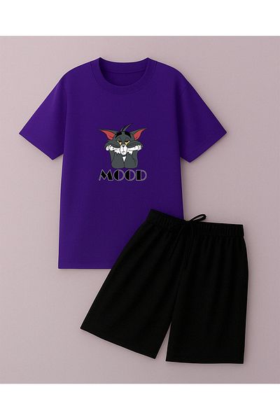 uyguntarz Unisex Mood Printed Design Shorts Set
