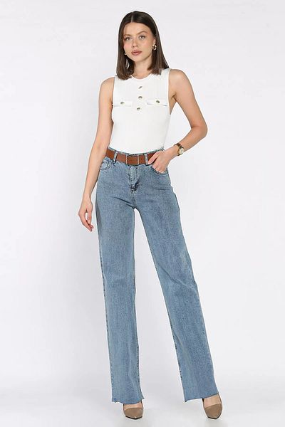 GÜLSELİ Pantaloni de blugi pentru femei Ice Blue, cu talie în jos