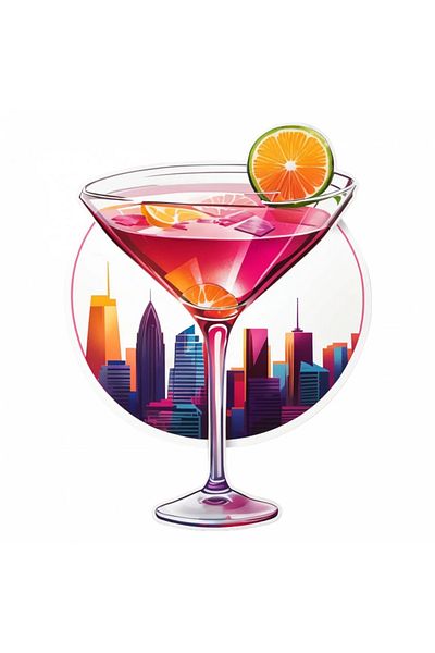 INOVATIX Set de 8 piese, autocolant cocktail cu portocaliu, INOVATIX®. 6 cm