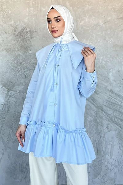julude Tunica hijab cu detaliu guler albastru