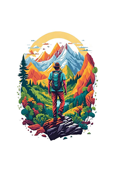 INOVATIX Set de 8 piese, autocolant drumeție montană, INOVATIX®. 6 cm