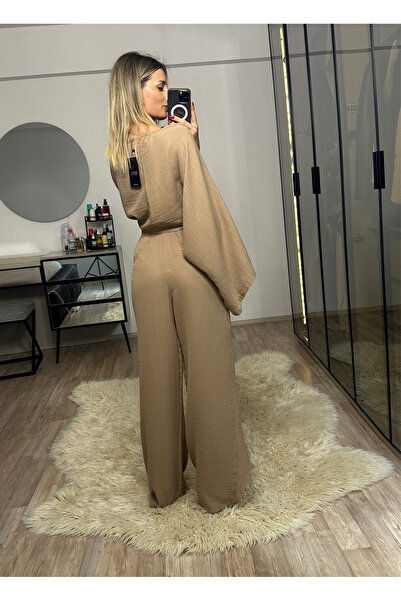 NET OF NOT Darla Mink Muslin Fabric Envelope Trousers Crop Set