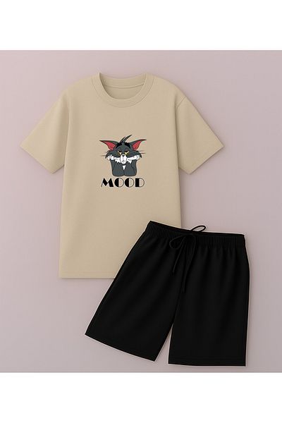 uyguntarz Unisex Printed Design Shorts Set Sportswear Tracksuit Set