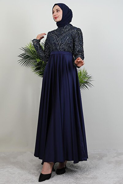 GİYZAMİLA Velora Tesettür Abiye Lacivert