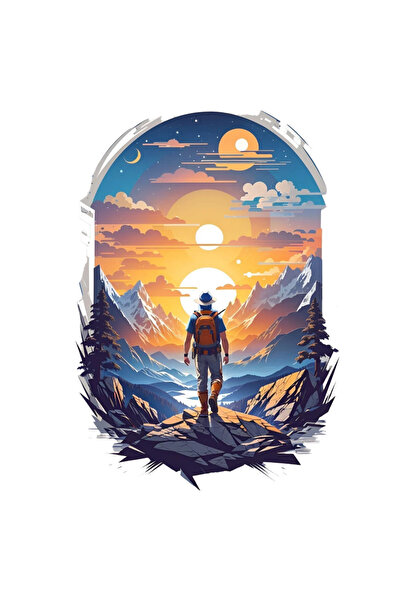 INOVATIX Set de 8 bucăți, autocolant Sunset Traveler, INOVATIX®. 6 cm