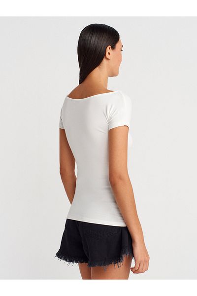 Dilvin 31922 Short Sleeve T-Shirt-Ecru