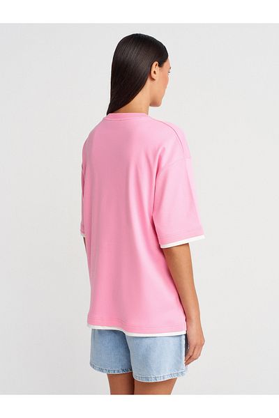 Dilvin 31894 Couple Look Oversize T-Shirt-Pink