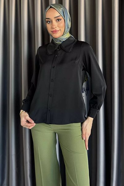 julude Μαύρο πέτο με λεπτομέρεια χιτζάμπ πουκάμισο
