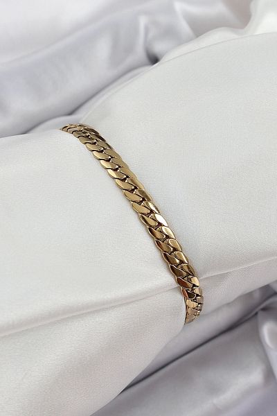 Clariss 316L Steel Gold Color Flat Chain Women's Bracelet