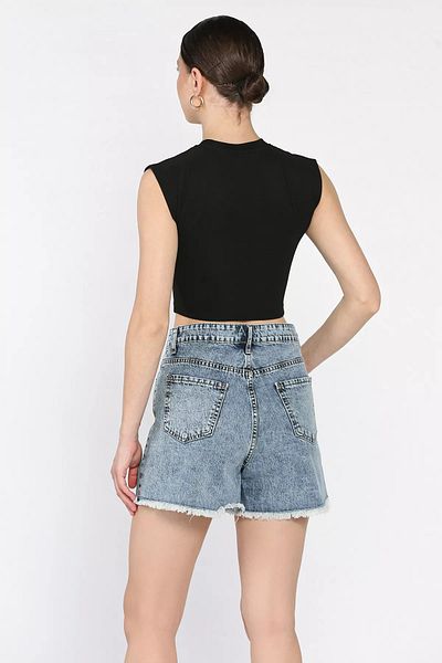 GÜLSELİ Pantaloni scurți din denim rupt pentru femei Ice Blue