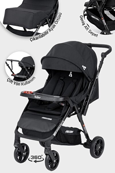 Wellgro Twister Çift Yönlü Bebek Arabası, Siyah