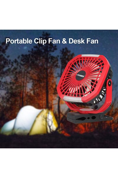 Generic STARGOLD Rechargeable Clip-On Desk Fan, 4 Speeds, 360° Rotation, USB Portable Quiet Office Fan
