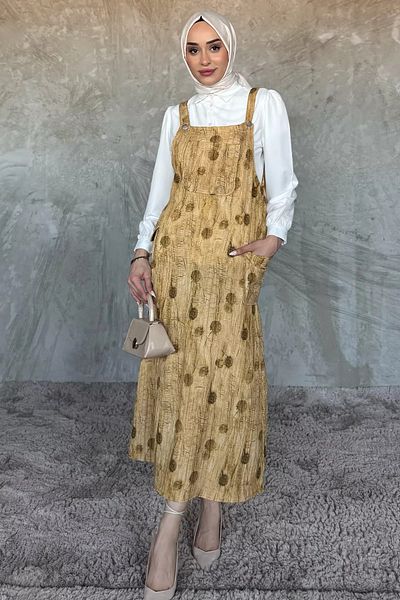 julude Μουσταρδί Πουκάμισο Hijab Salopet Σετ δύο τεμαχίων