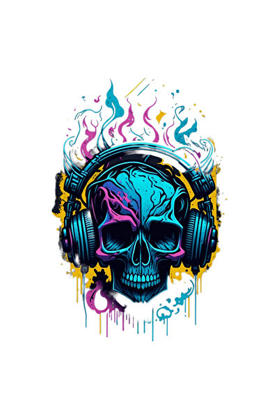 INOVATIX Σετ 8 τεμαχίων, αυτοκόλλητο κρανίο με ακουστικά, INOVATIX®. 6 εκ.