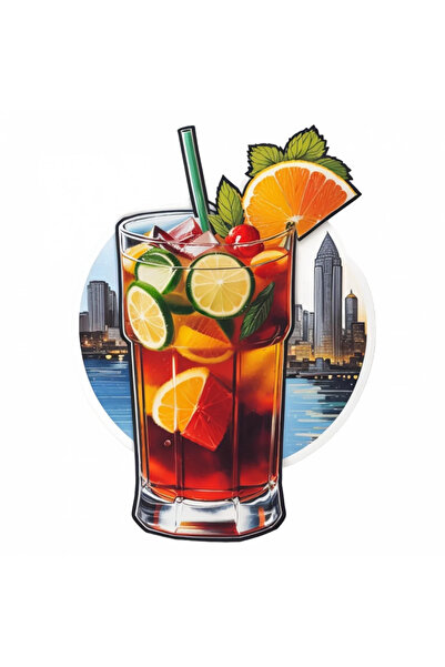 INOVATIX Set de 8 piese, autocolant Cocktail Pimm's cu lime, INOVATIX®. 6 cm