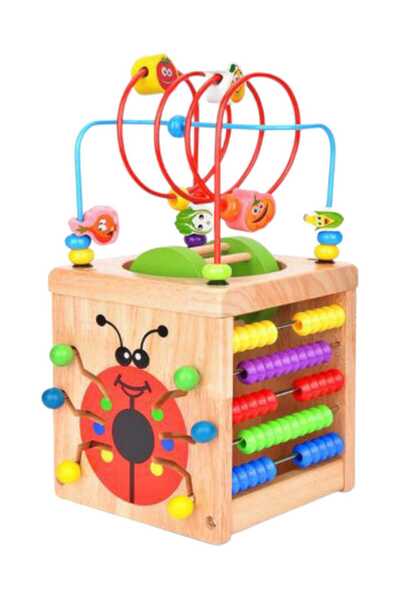 OEM Cub din lemn cu multiple activitati Buburuza, 1 an +