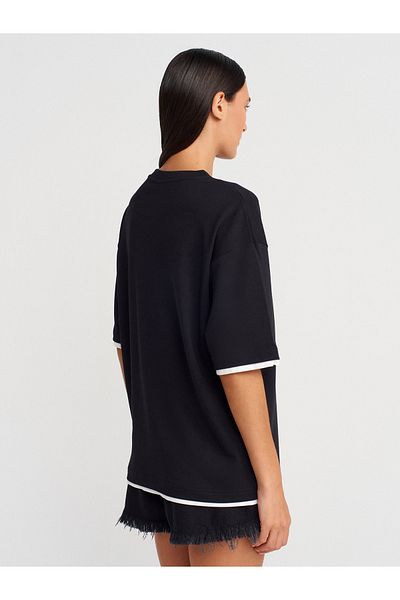 Dilvin 31894 Couple Look Oversize T-Shirt-Black